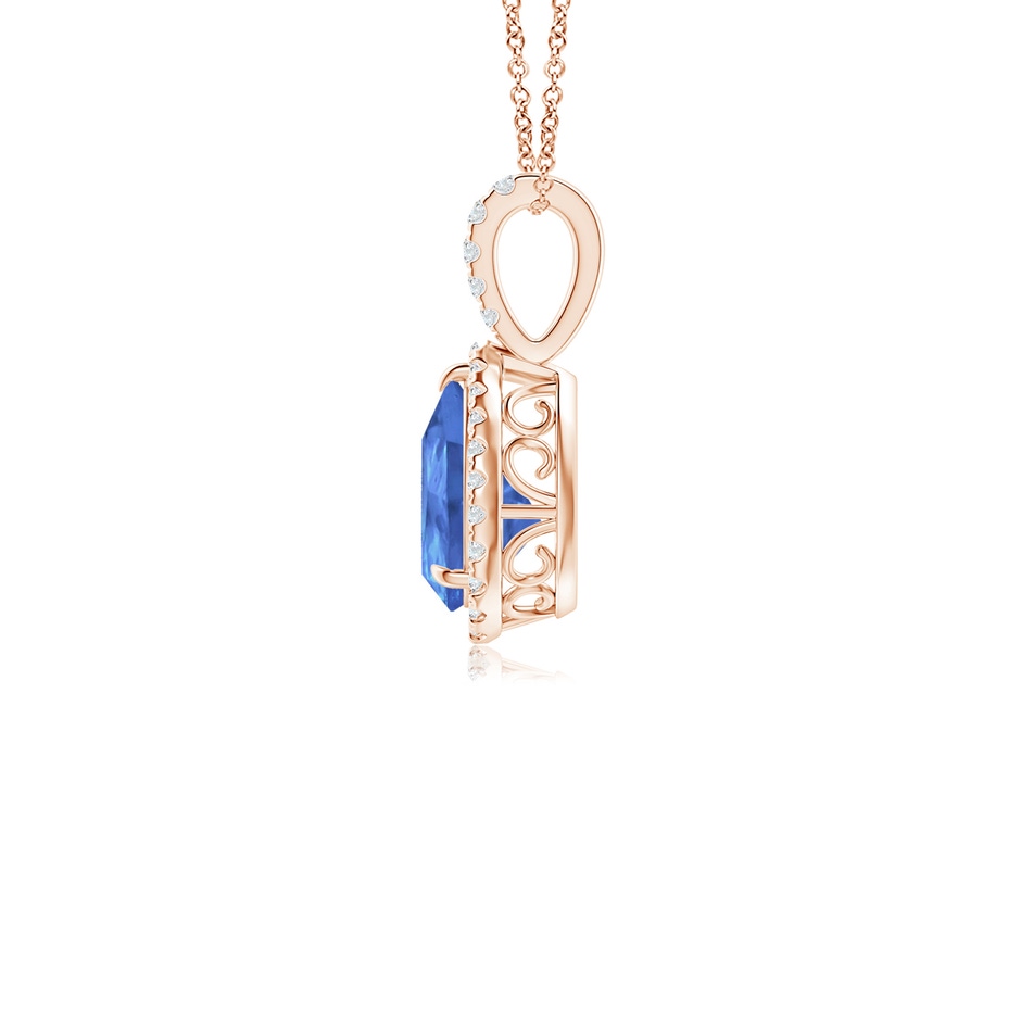 8x6mm AA Tanzanite Teardrop Pendant with Diamond Halo in Rose Gold side 199