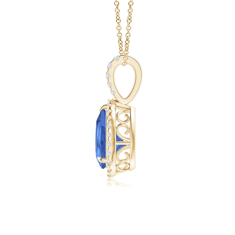 8x6mm AA Tanzanite Teardrop Pendant with Diamond Halo in Yellow Gold side-1