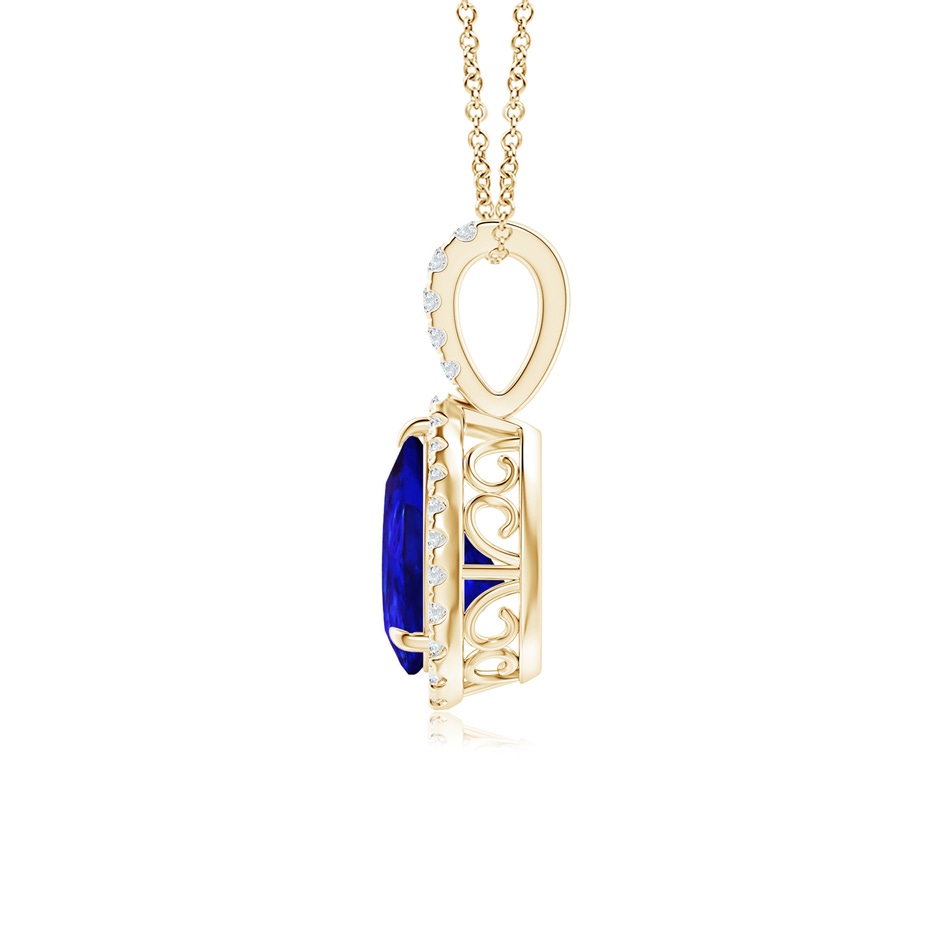 8x6mm AAAA Tanzanite Teardrop Pendant with Diamond Halo in Yellow Gold side-1