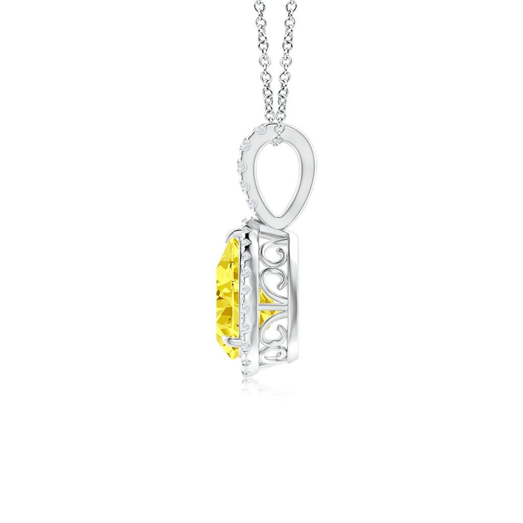 7x5mm AAAA Fancy Intense Yellow Diamond Teardrop Pendant with Halo in White Gold - side 199