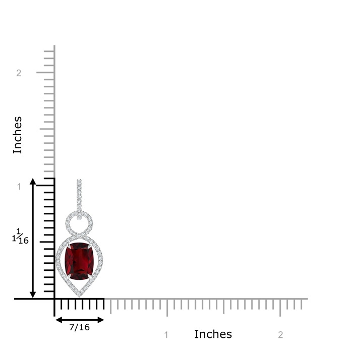 9x7mm AAA Cushion Garnet Infinity Drop Pendant with Diamonds in White Gold Product Image