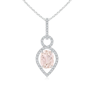 8x6mm A Cushion Morganite Infinity Drop Pendant with Diamonds in P950 Platinum