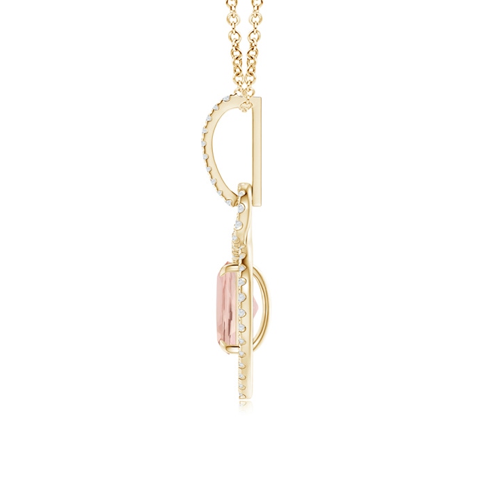 8x6mm AAA Cushion Morganite Infinity Drop Pendant with Diamonds in Yellow Gold product image