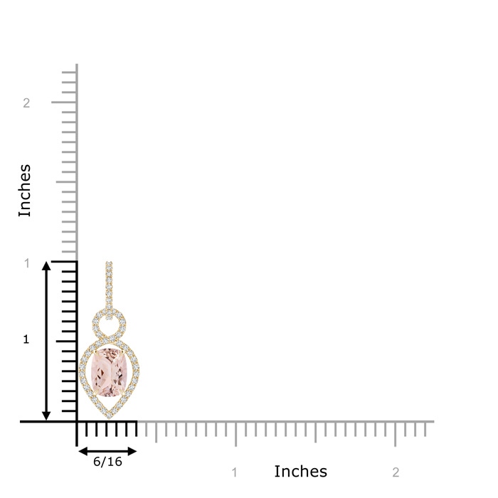 8x6mm AAA Cushion Morganite Infinity Drop Pendant with Diamonds in Yellow Gold product image