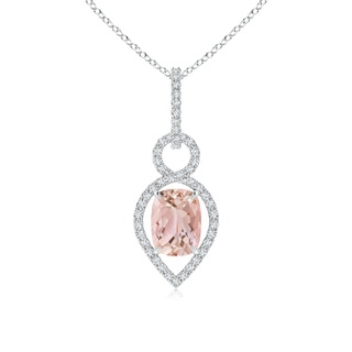 8x6mm AAAA Cushion Morganite Infinity Drop Pendant with Diamonds in P950 Platinum