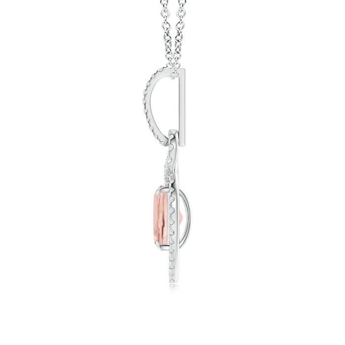 8x6mm AAAA Cushion Morganite Infinity Drop Pendant with Diamonds in P950 Platinum product image
