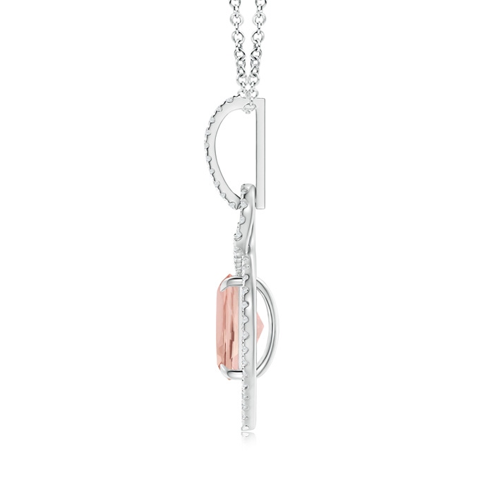 9x7mm AAA Cushion Morganite Infinity Drop Pendant with Diamonds in White Gold Product Image