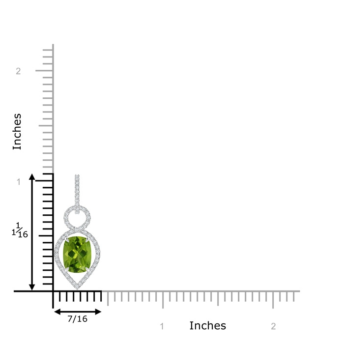 9x7mm AAAA Cushion Peridot Infinity Drop Pendant with Diamonds in White Gold product image