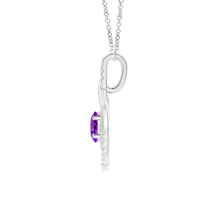 6mm AAA Double Loop Twist Amethyst Pendant with Diamonds in White Gold product image