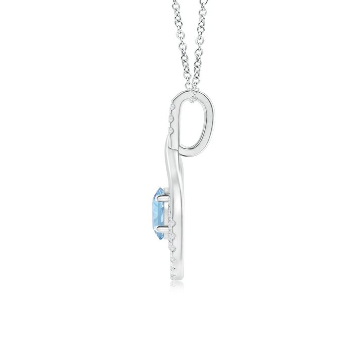 6mm AAA Double Loop Twist Aquamarine Pendant with Diamonds in White Gold product image