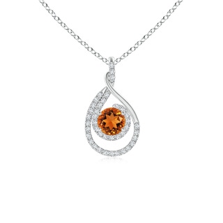 5mm AAAA Double Loop Twist Citrine Pendant with Diamonds in P950 Platinum