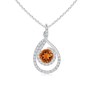 6mm AAAA Double Loop Twist Citrine Pendant with Diamonds in White Gold