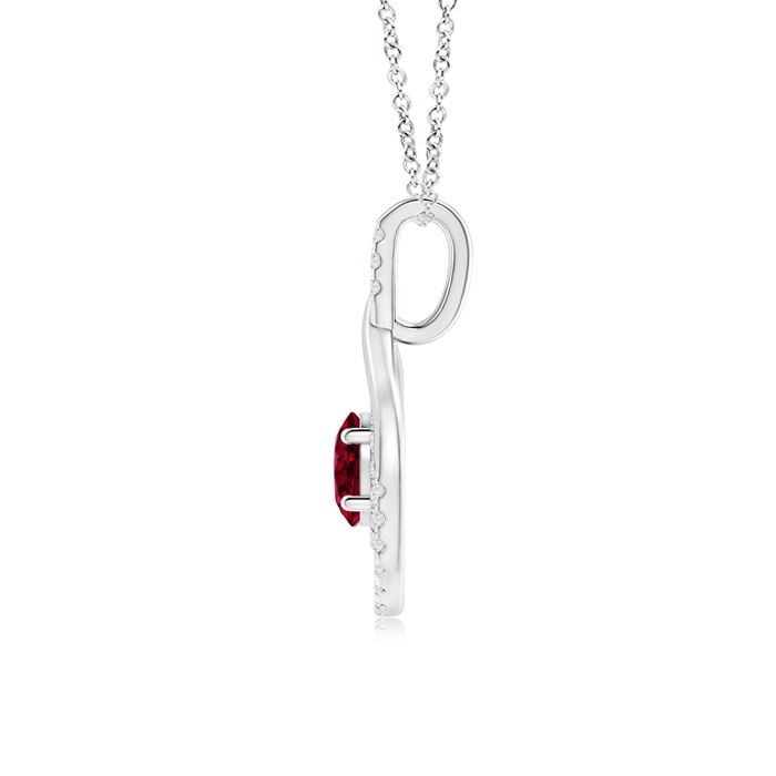 6mm AAA Double Loop Twist Garnet Pendant with Diamonds in White Gold Product Image