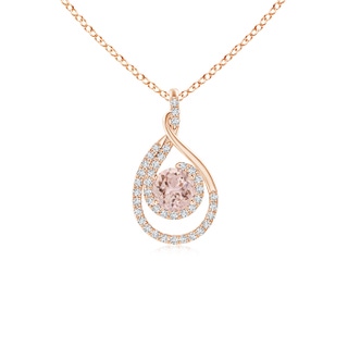 5mm AAA Double Loop Twist Morganite Pendant with Diamonds in Rose Gold