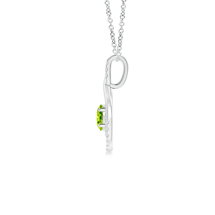 5mm AAA Double Loop Twist Peridot Pendant with Diamonds in White Gold product image