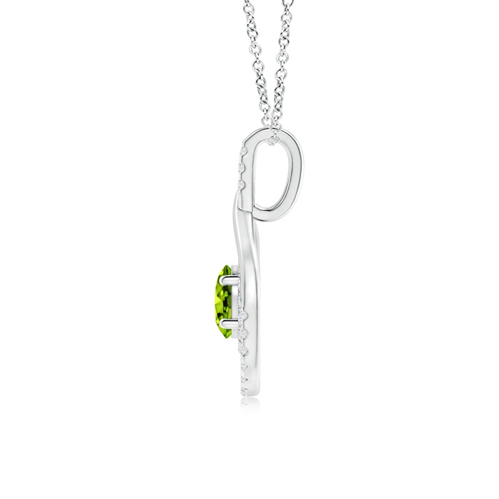 6mm AAAA Double Loop Twist Peridot Pendant with Diamonds in White Gold Product Image