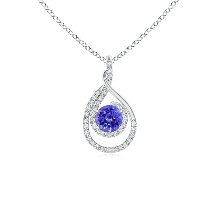 5mm AAAA Double Loop Twist Tanzanite Pendant with Diamonds in P950 Platinum