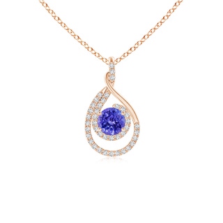 5mm AAAA Double Loop Twist Tanzanite Pendant with Diamonds in Rose Gold