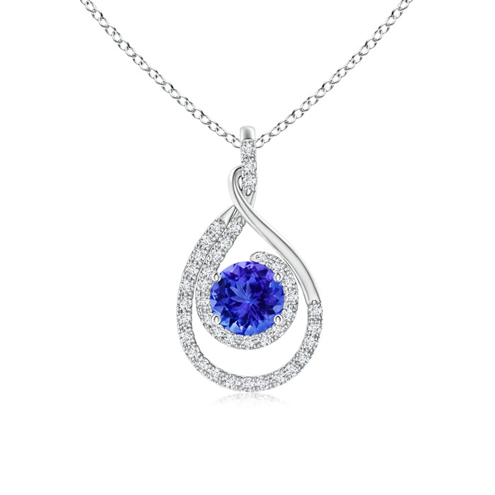 6mm AAA Double Loop Twist Tanzanite Pendant with Diamonds in White Gold