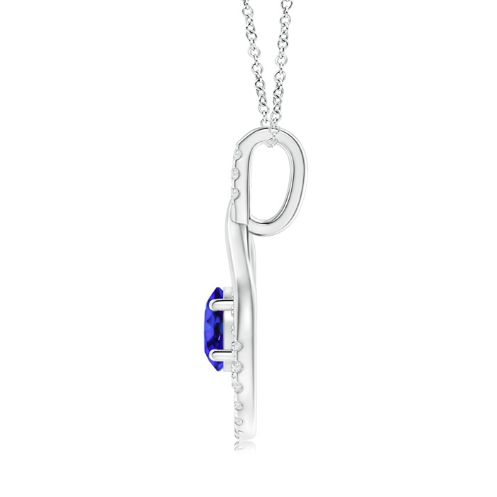 7mm AAA Double Loop Twist Tanzanite Pendant with Diamonds in White Gold Product Image