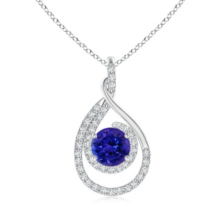 7mm AAAA Double Loop Twist Tanzanite Pendant with Diamonds in P950 Platinum