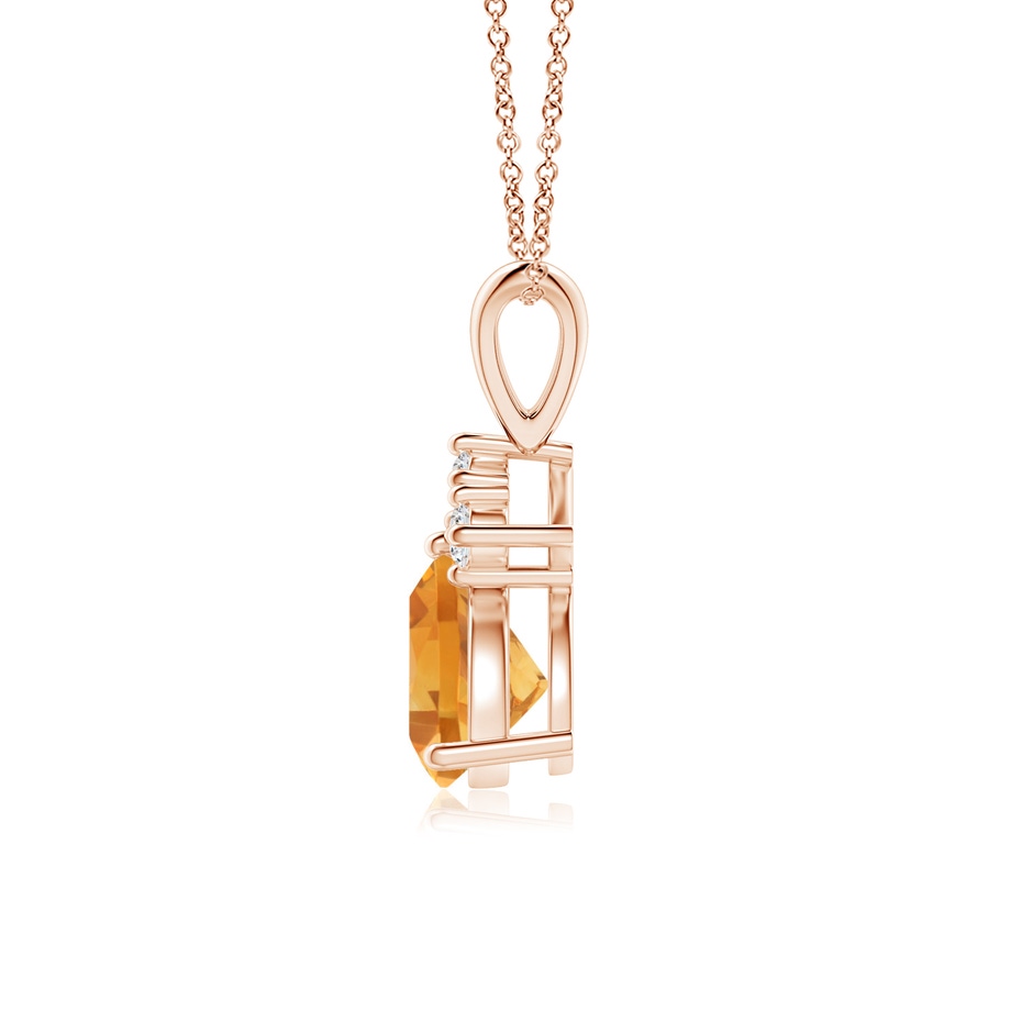 6mm A Trillion Citrine Solitaire Pendant with Trio Diamonds in Rose Gold side-1