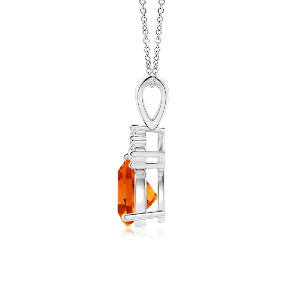 6mm AAAA Trillion Citrine Solitaire Pendant with Trio Diamonds in P950 Platinum - side_1