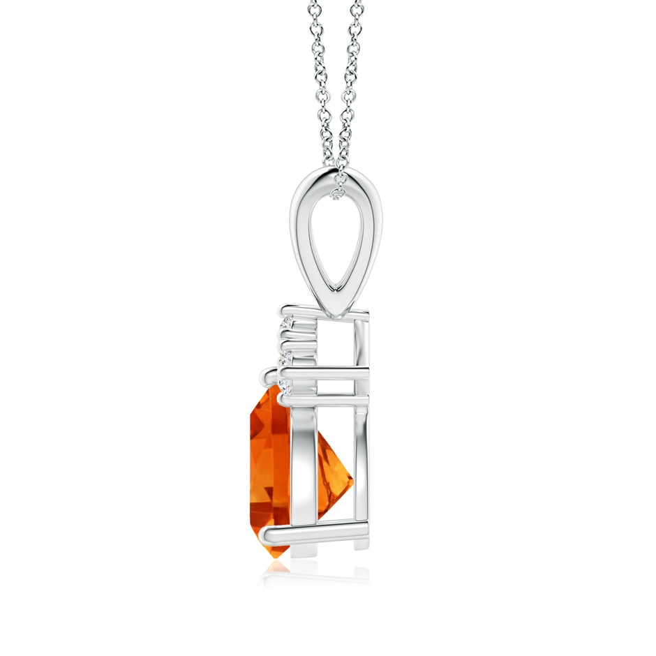 7mm AAAA Trillion Citrine Solitaire Pendant with Trio Diamonds in P950 Platinum side-1