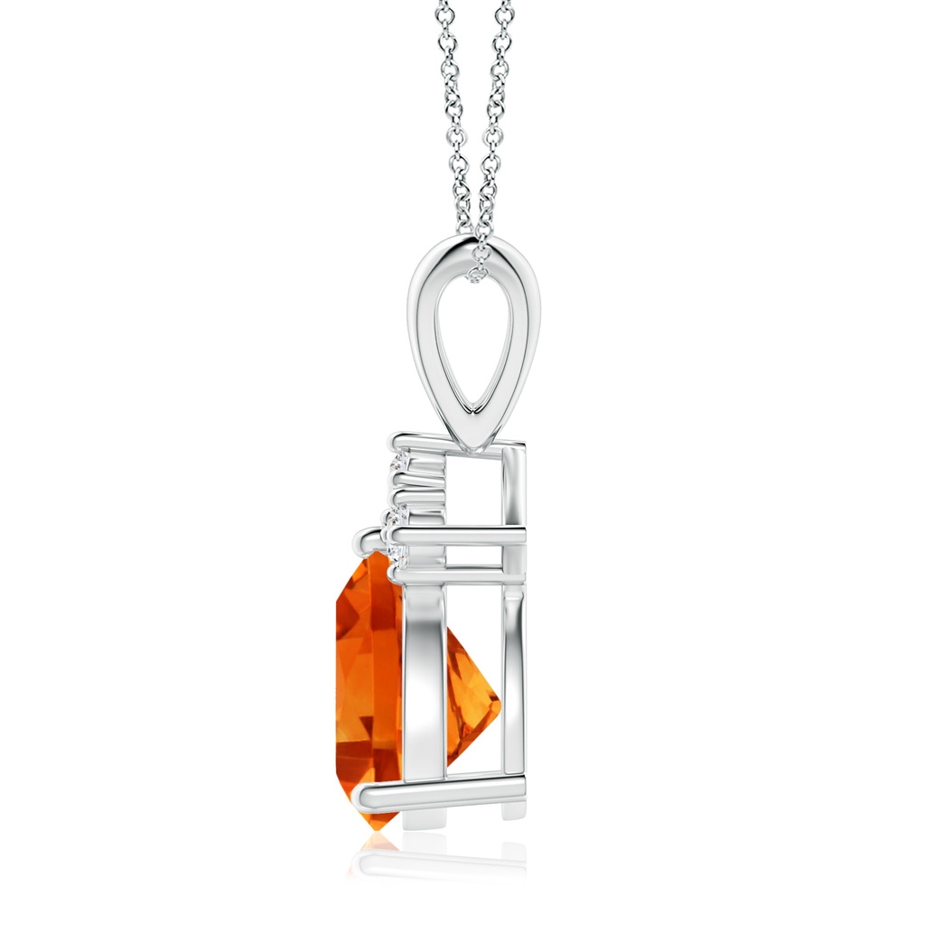 8mm AAAA Trillion Citrine Solitaire Pendant with Trio Diamonds in White Gold - side_1