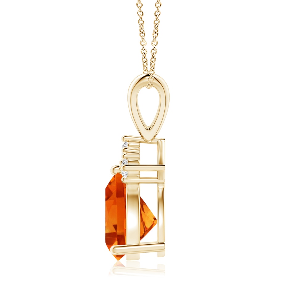 8mm AAAA Trillion Citrine Solitaire Pendant with Trio Diamonds in Yellow Gold side-1
