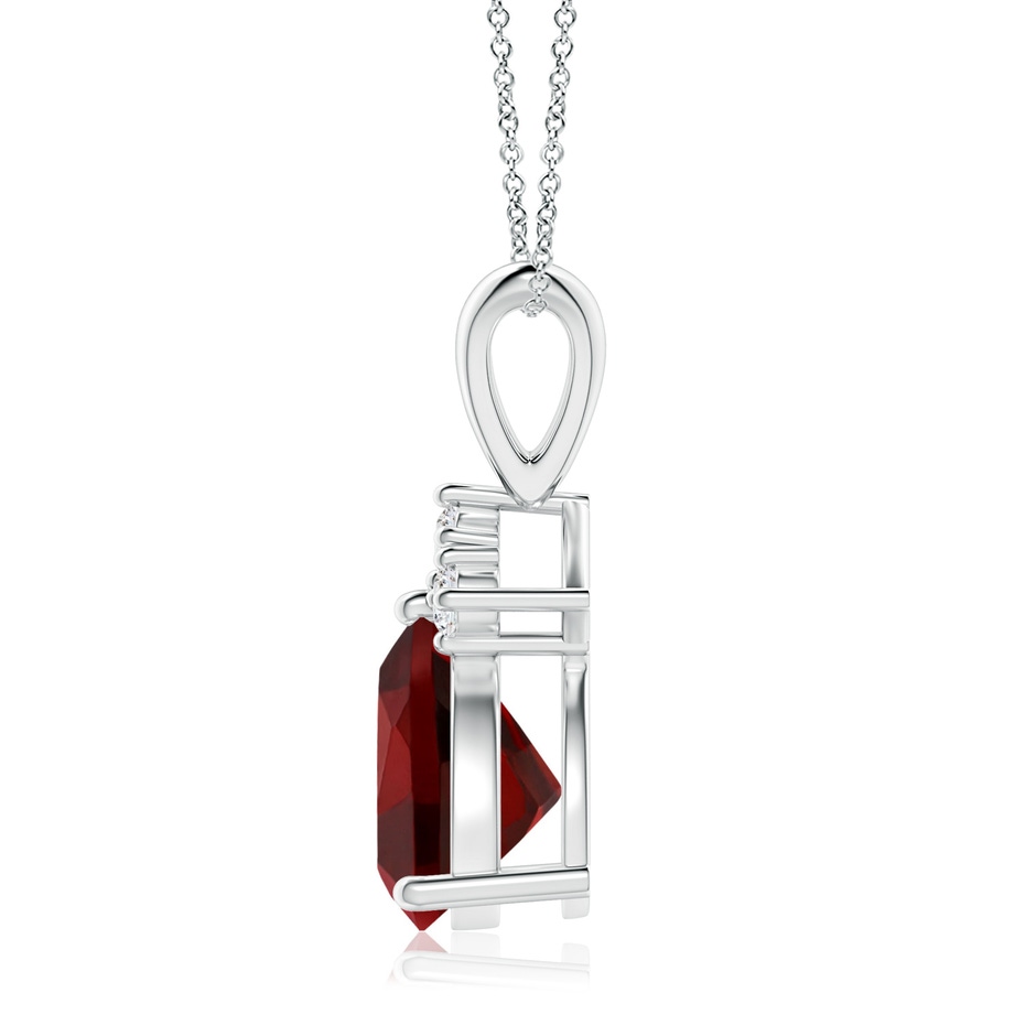 8mm AAAA Trillion Garnet Solitaire Pendant with Trio Diamonds in White Gold side-1