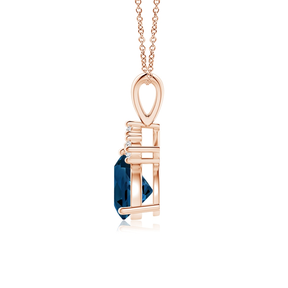 6mm AAAA  Trillion London Blue Topaz Pendant with Trio Diamonds in Rose Gold side-1
