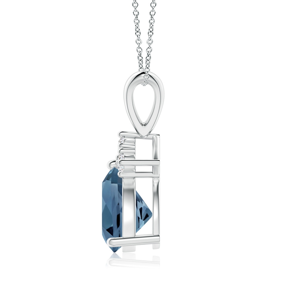 8mm A  Trillion London Blue Topaz Pendant with Trio Diamonds in P950 Platinum side-1