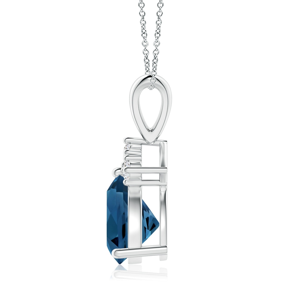 8mm AAA  Trillion London Blue Topaz Pendant with Trio Diamonds in White Gold side-1