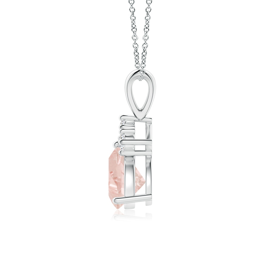 6mm A Trillion Morganite Solitaire Pendant with Trio Diamonds in P950 Platinum side-1