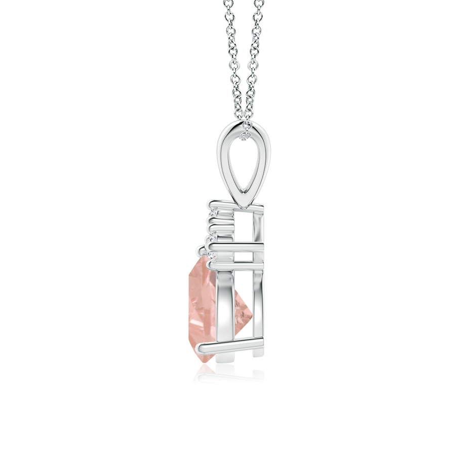 6mm AAAA Trillion Morganite Solitaire Pendant with Trio Diamonds in P950 Platinum side-1