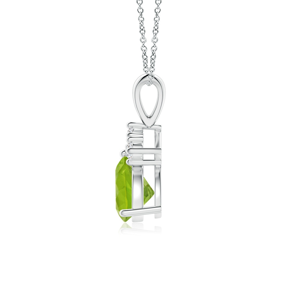 6mm AA Trillion Peridot Solitaire Pendant with Trio Diamonds in White Gold side-1