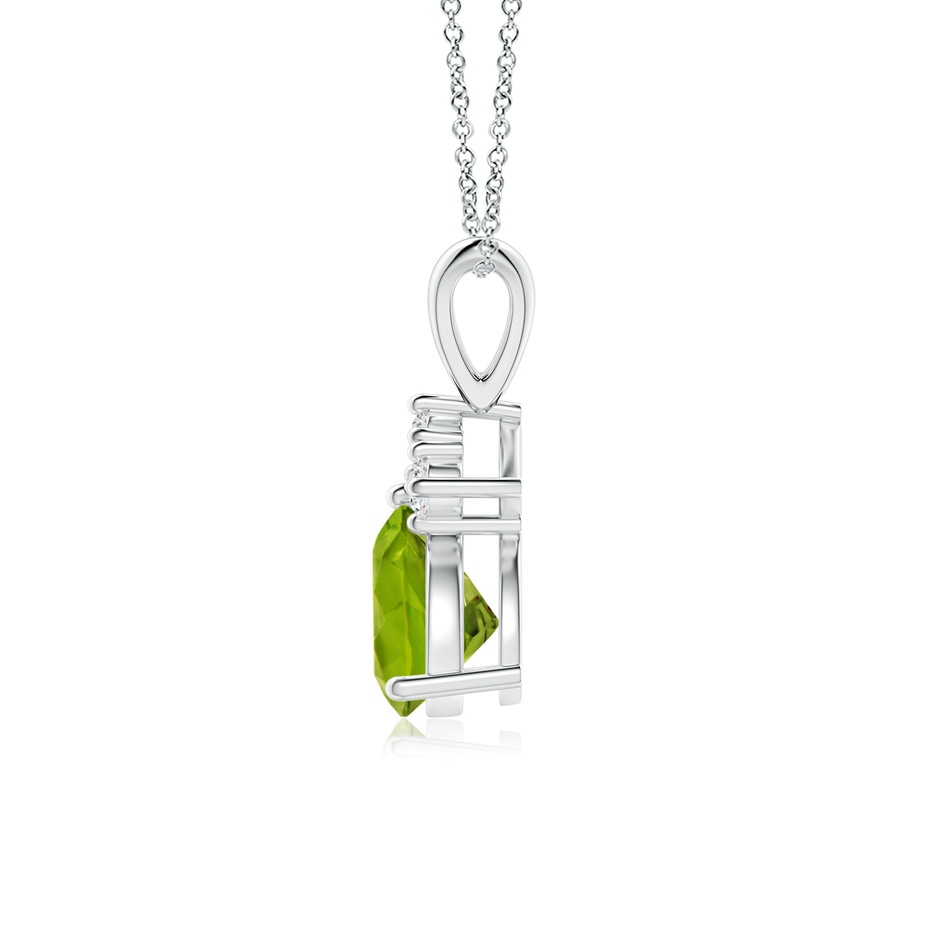 6mm AAAA Trillion Peridot Solitaire Pendant with Trio Diamonds in White Gold side-1