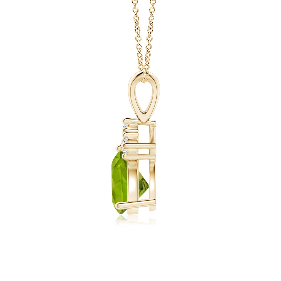 6mm AAAA Trillion Peridot Solitaire Pendant with Trio Diamonds in Yellow Gold side-1