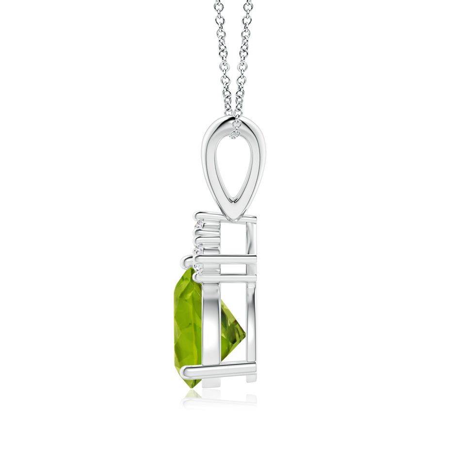 7mm AAAA Trillion Peridot Solitaire Pendant with Trio Diamonds in P950 Platinum side-1