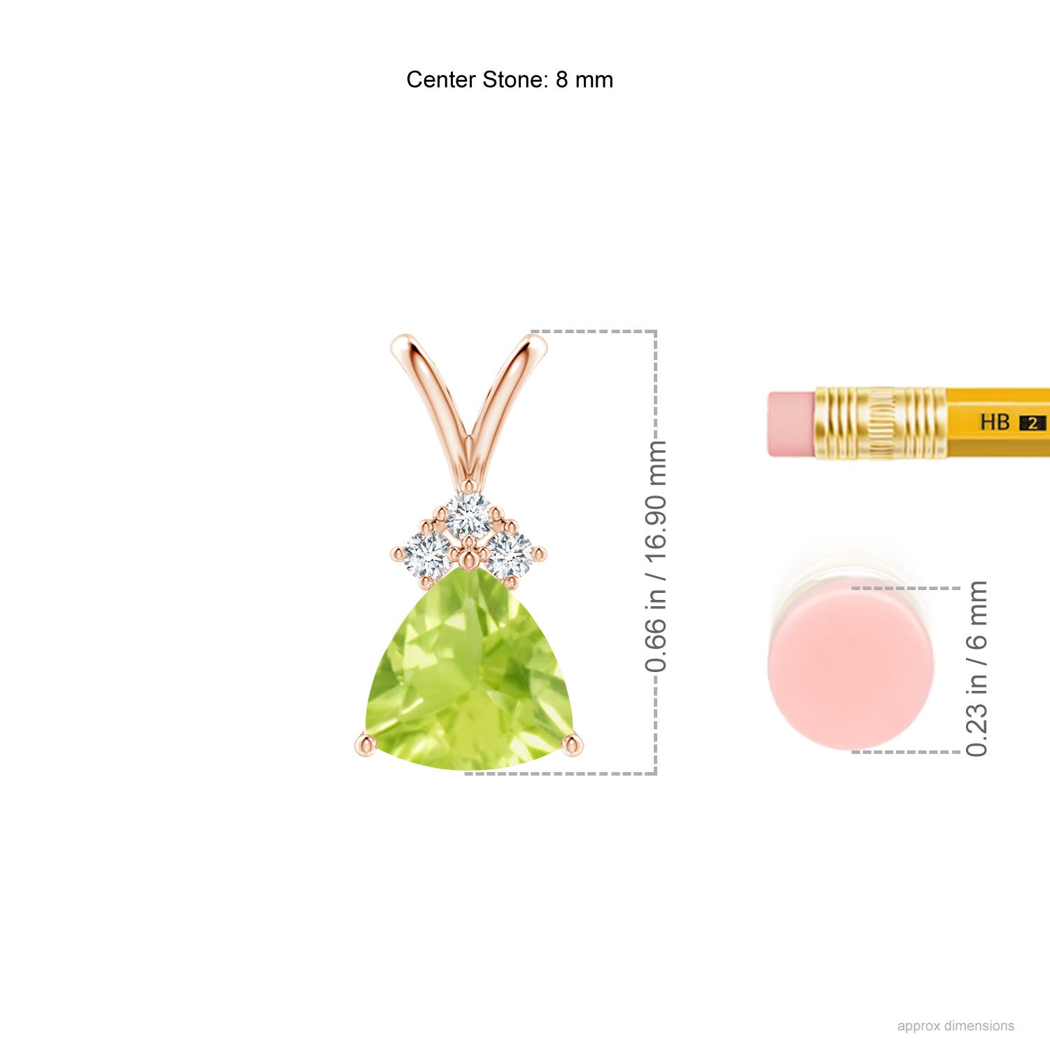 A - Peridot / 1.99 CT / 14 KT Rose Gold