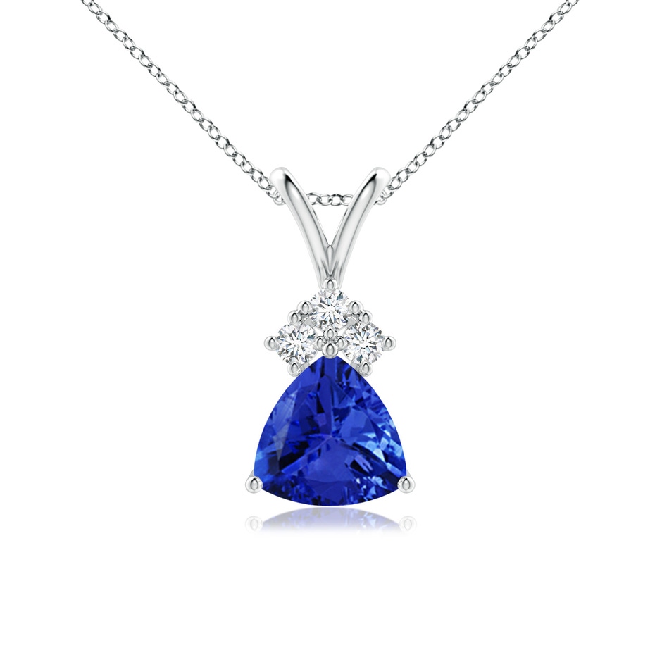 6mm AAA Trillion Tanzanite Solitaire Pendant with Trio Diamonds in P950 Platinum 