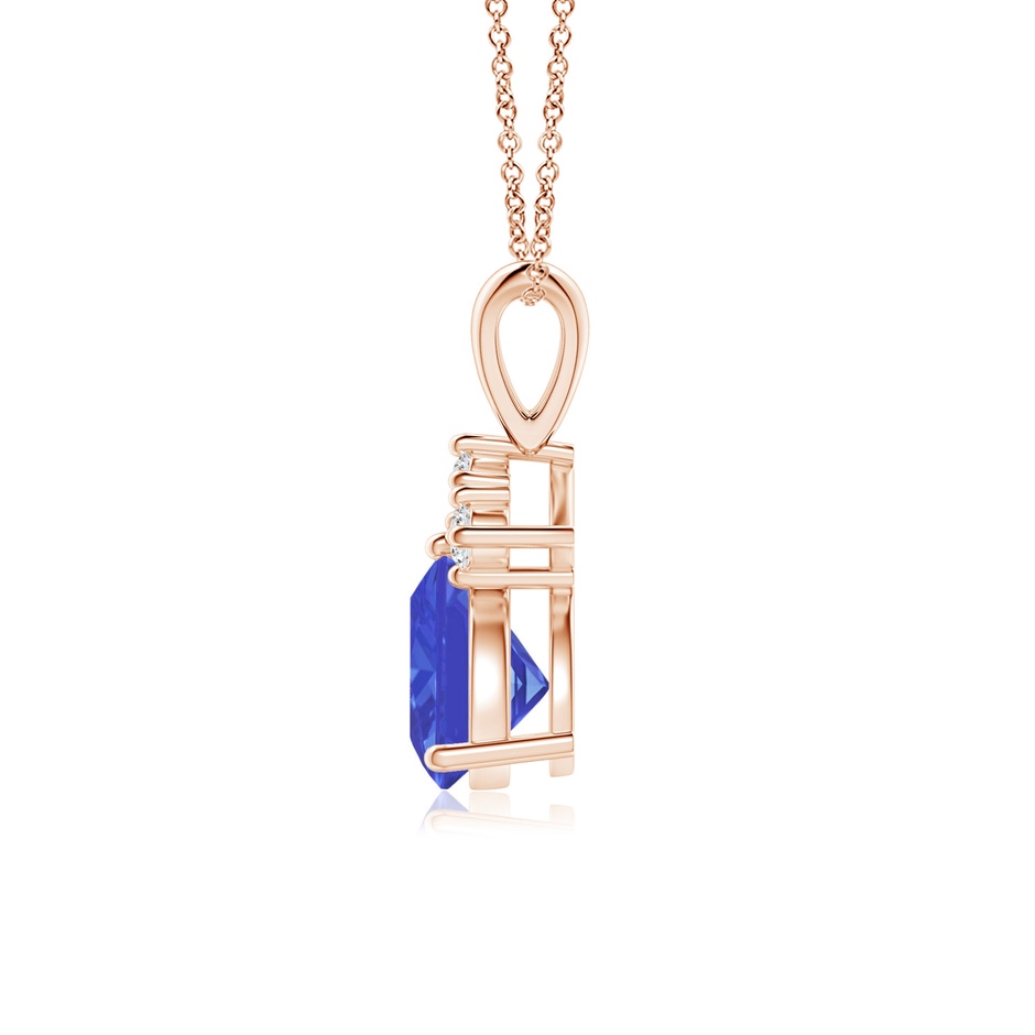 6mm AAA Trillion Tanzanite Solitaire Pendant with Trio Diamonds in Rose Gold side-1