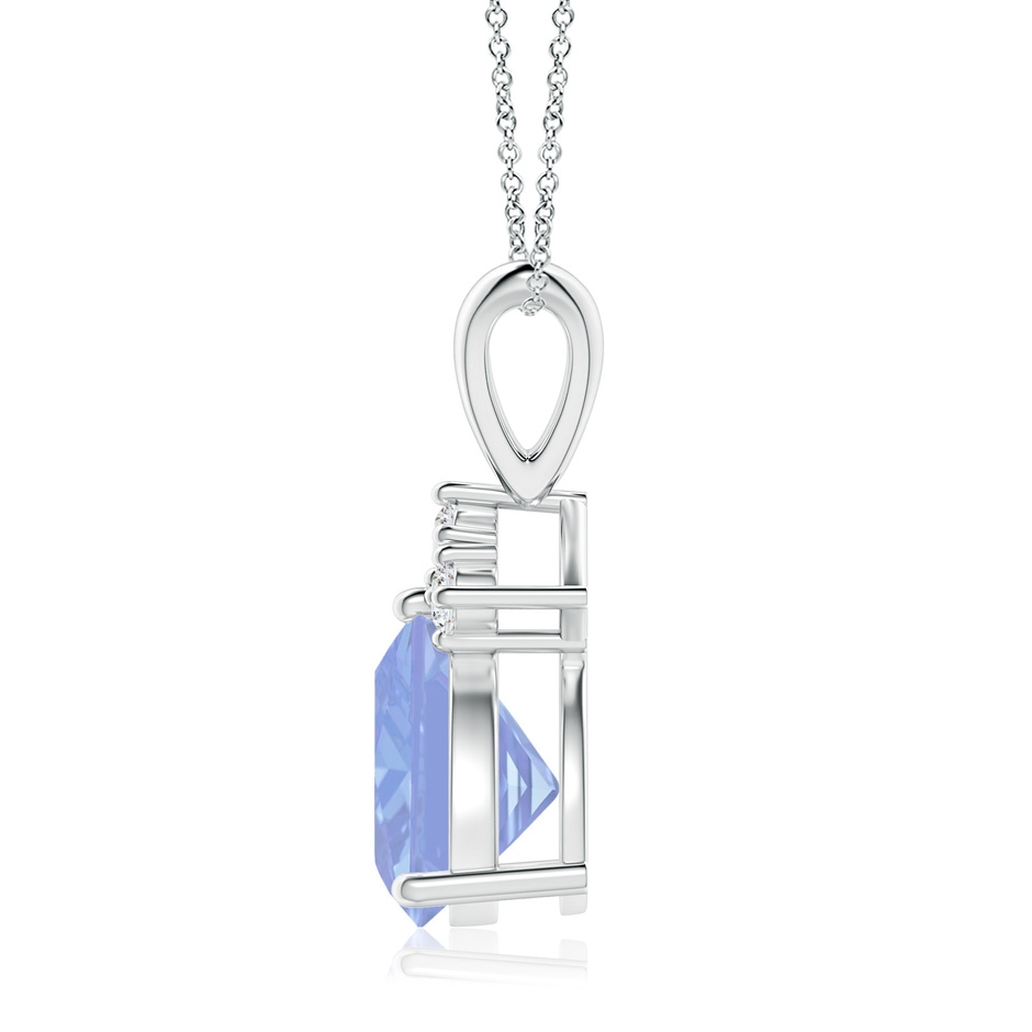 8mm A Trillion Tanzanite Solitaire Pendant with Trio Diamonds in White Gold side-1