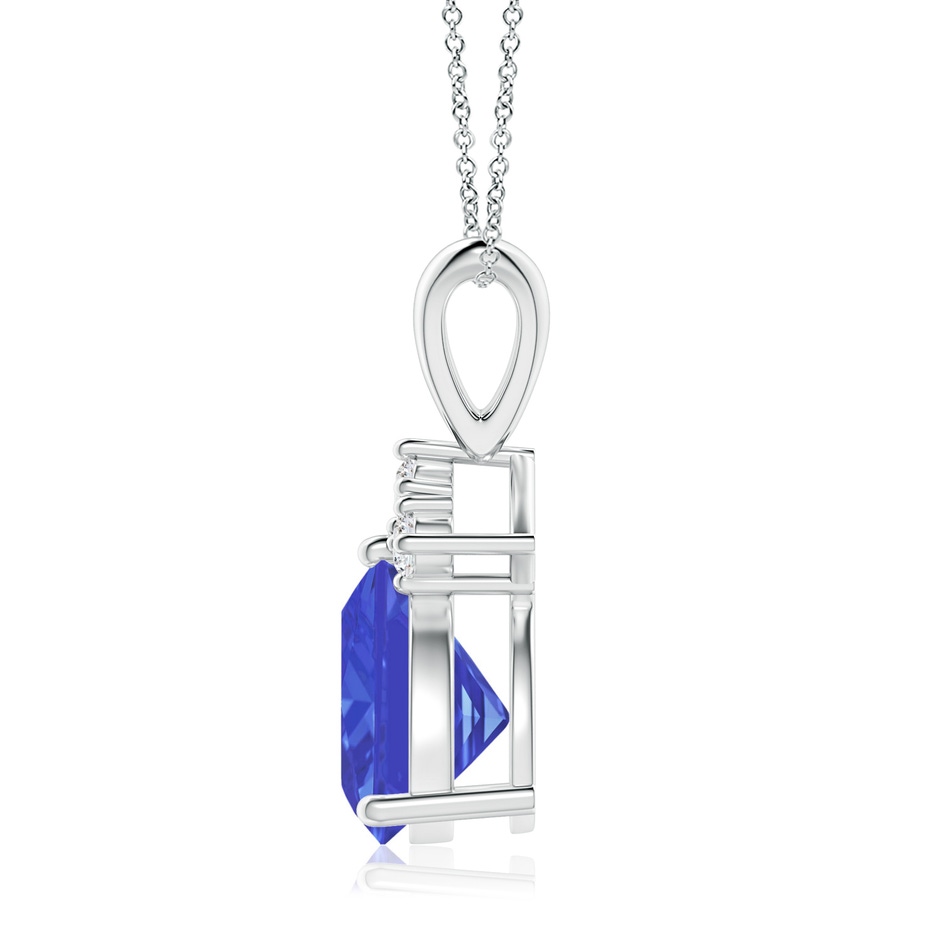 8mm AAA Trillion Tanzanite Solitaire Pendant with Trio Diamonds in P950 Platinum side-1