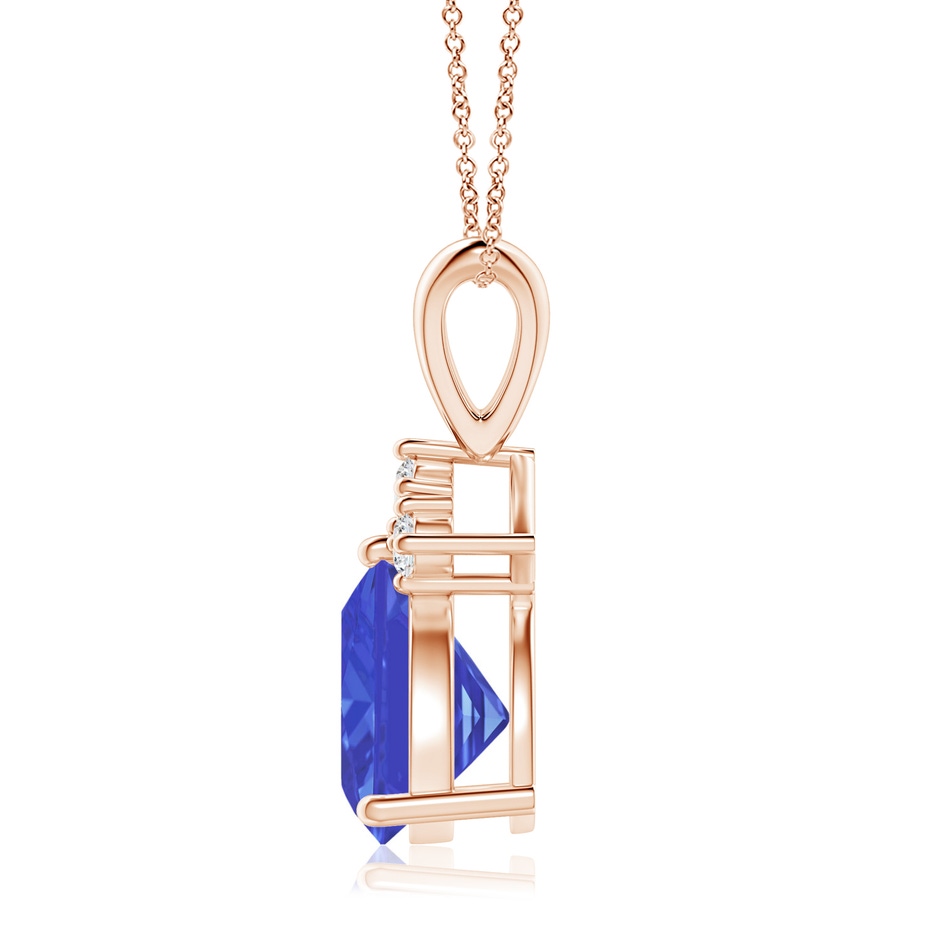 8mm AAA Trillion Tanzanite Solitaire Pendant with Trio Diamonds in Rose Gold side-1