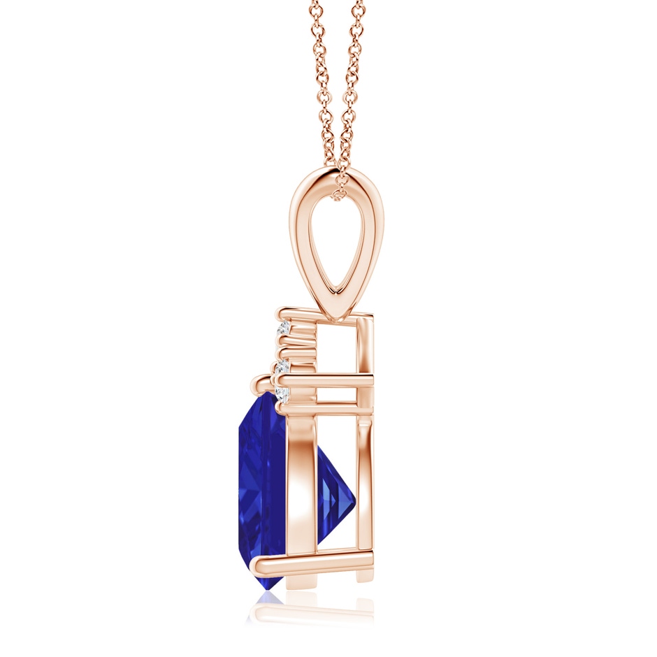 8mm AAAA Trillion Tanzanite Solitaire Pendant with Trio Diamonds in Rose Gold side-1