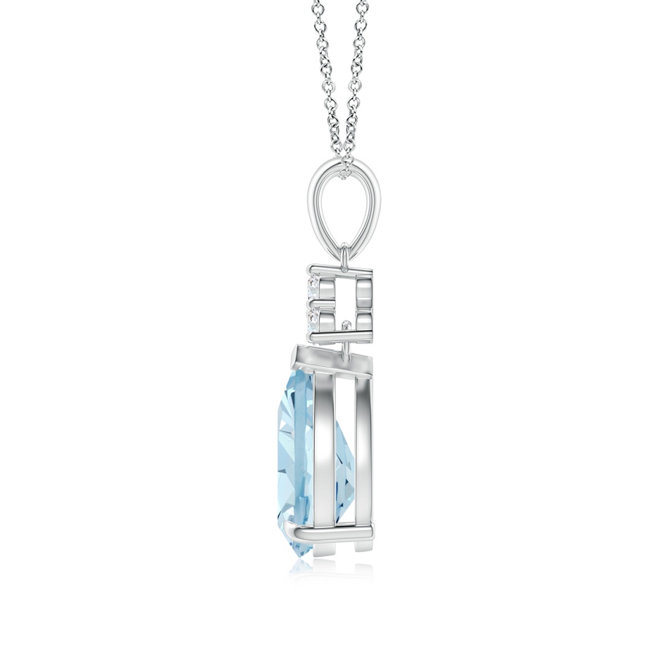 10x7mm AA Claw-Set Aquamarine Drop Pendant with Trio Diamonds in White Gold side-1