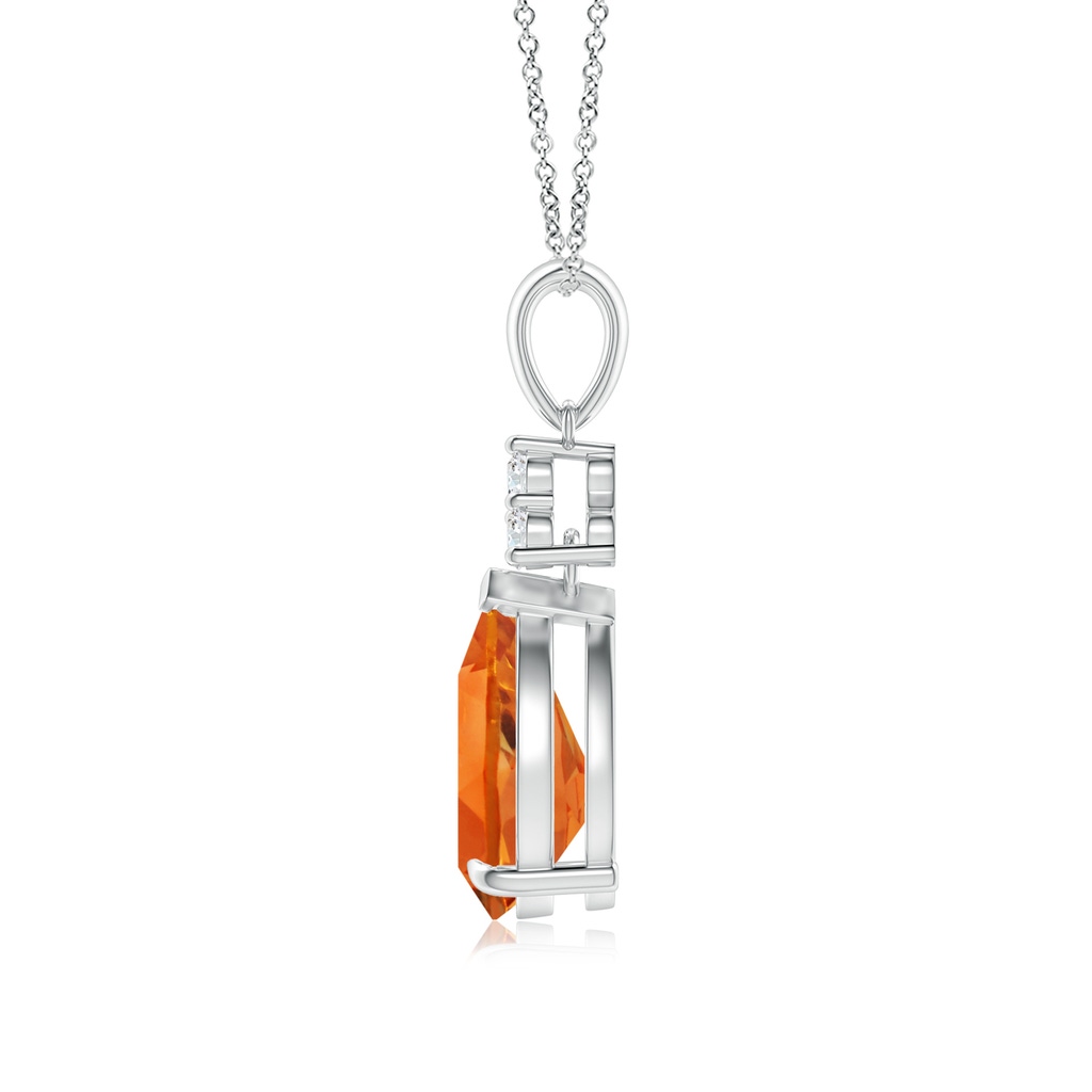 10x7mm AAAA Claw-Set Citrine Drop Pendant with Trio Diamonds in P950 Platinum - side_1
