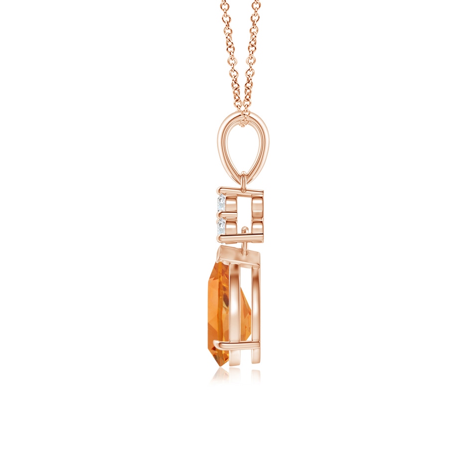 8x6mm AAA Claw-Set Citrine Drop Pendant with Trio Diamonds in 9K Rose Gold product image
